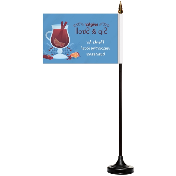 4" x 6" Single Reverse Stick Flag with Black Plastic Base - 4" x 6" Single Reverse Stick Flag with Black Plastic Base - Image 1 of 9