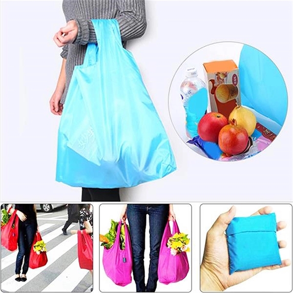 Reusable Foldable Vest Tote Bags with Pouch - Reusable Foldable Vest Tote Bags with Pouch - Image 5 of 6