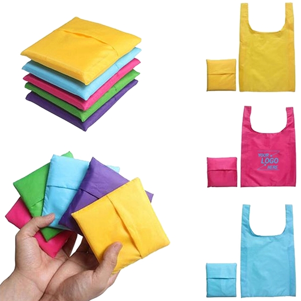 Reusable Foldable Vest Tote Bags with Pouch - Reusable Foldable Vest Tote Bags with Pouch - Image 0 of 6