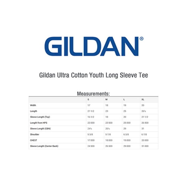 Gildan 6.1 oz 100% Preshrunk Youth Long Sleeve T-Shirt - Gildan 6.1 oz 100% Preshrunk Youth Long Sleeve T-Shirt - Image 1 of 16