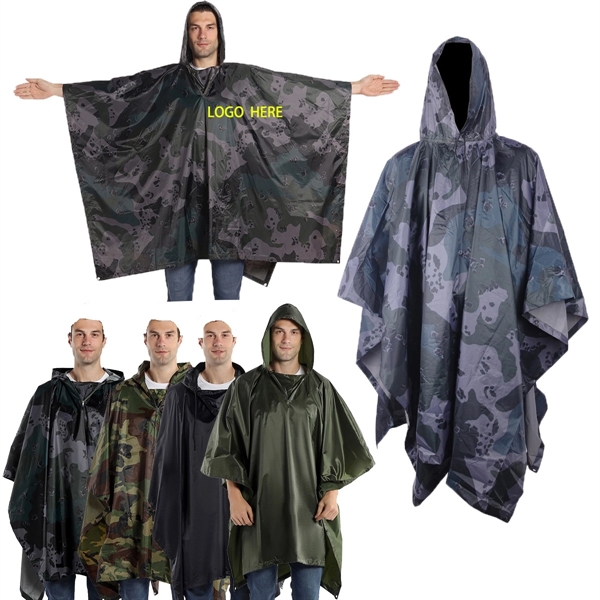 Ponchos Rain Coat With Drawstring Hood - Ponchos Rain Coat With Drawstring Hood - Image 0 of 1