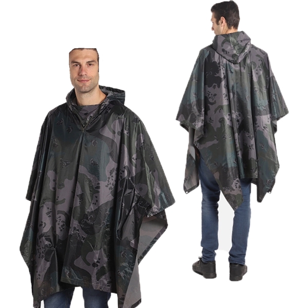 Ponchos Rain Coat With Drawstring Hood - Ponchos Rain Coat With Drawstring Hood - Image 1 of 1