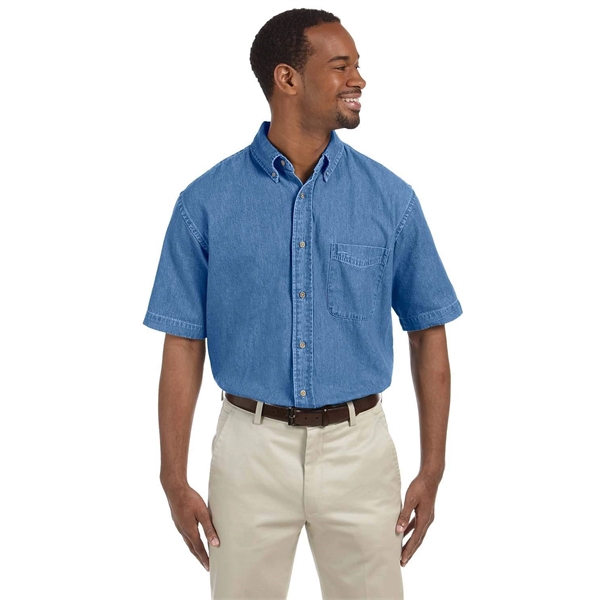 Harriton Men's Short-Sleeve Denim Shirt - Harriton Men's Short-Sleeve Denim Shirt - Image 3 of 15