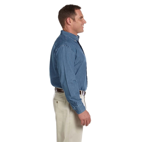 Harriton Men's Tall Long-Sleeve Denim Shirt - Harriton Men's Tall Long-Sleeve Denim Shirt - Image 3 of 22