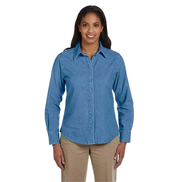 Harriton Ladies' Long-Sleeve Denim Shirt - Harriton Ladies' Long-Sleeve Denim Shirt - Image 3 of 23