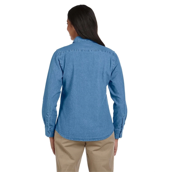 Harriton Ladies' Long-Sleeve Denim Shirt - Harriton Ladies' Long-Sleeve Denim Shirt - Image 4 of 23