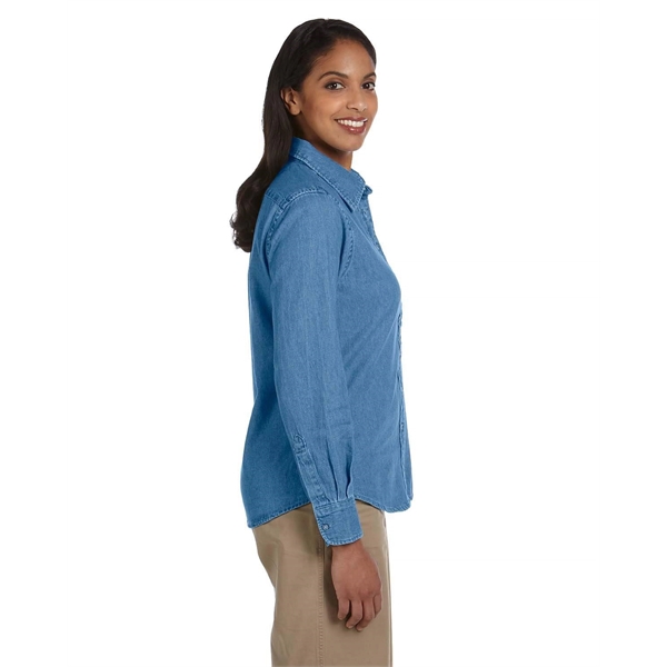 Harriton Ladies' Long-Sleeve Denim Shirt - Harriton Ladies' Long-Sleeve Denim Shirt - Image 5 of 23