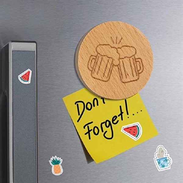 Round Wood Bottle Opener Fridge Magnet - Round Wood Bottle Opener Fridge Magnet - Image 2 of 3