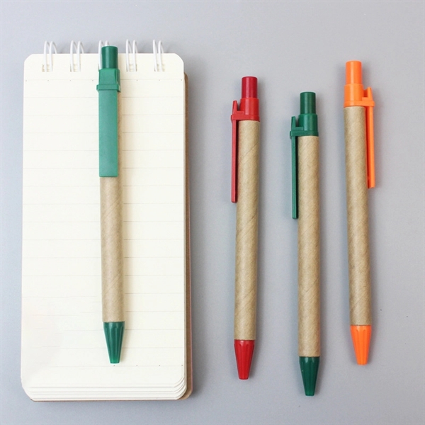 Eco-friendly Kraft Paper Ballpoint Pen with Colorful Trim - Eco-friendly Kraft Paper Ballpoint Pen with Colorful Trim - Image 1 of 2