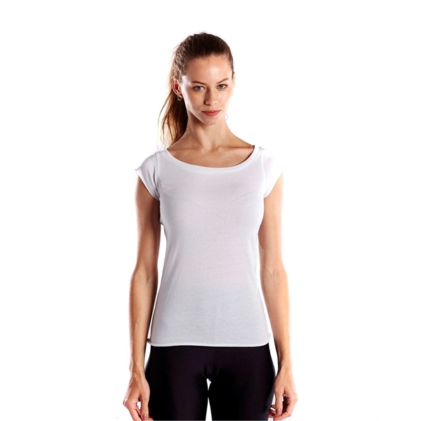 US Blanks Ladies' 3.8 oz. Cap Sleeve Raw Edge Open Neck