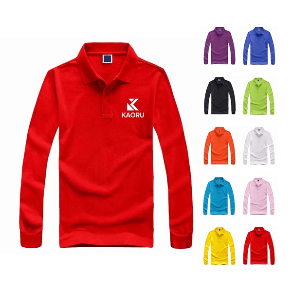 Classic Office Wear Pique Cotton Long Sleeve Polo - Classic Office Wear Pique Cotton Long Sleeve Polo - Image 0 of 0