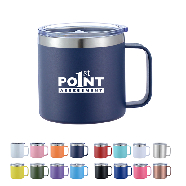 14Oz Stainless Steel Vacuum Camping Mug With Handle - 14Oz Stainless Steel Vacuum Camping Mug With Handle - Image 0 of 4