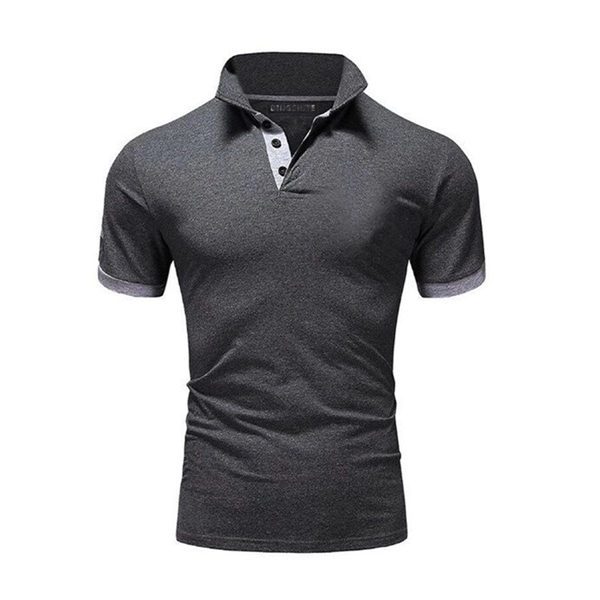 Men's Solid Slim Fit Short Sleeve Buttoned Polo Shirt - Men's Solid Slim Fit Short Sleeve Buttoned Polo Shirt - Image 2 of 5