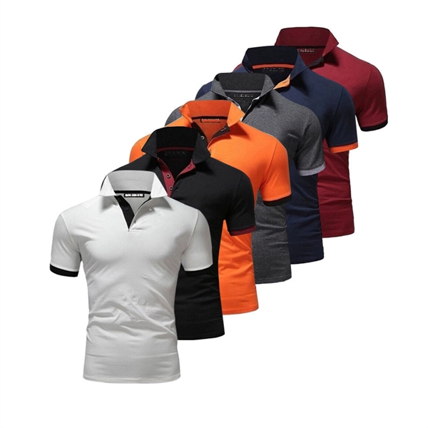 Men's Solid Slim Fit Short Sleeve Buttoned Polo Shirt - Men's Solid Slim Fit Short Sleeve Buttoned Polo Shirt - Image 4 of 5