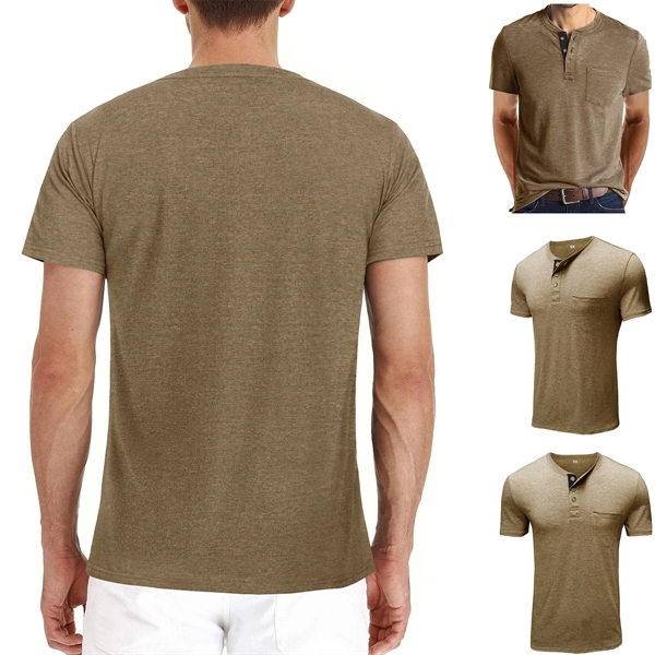 Men'S T-Shirt Short Sleeve Henley Shirt - Men'S T-Shirt Short Sleeve Henley Shirt - Image 1 of 5