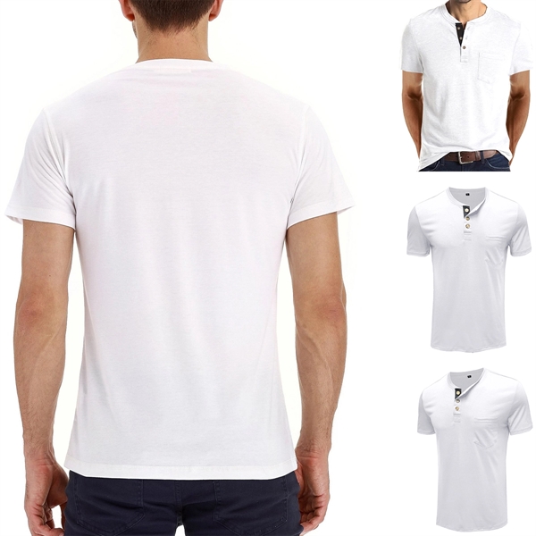 Men'S T-Shirt Short Sleeve Henley Shirt - Men'S T-Shirt Short Sleeve Henley Shirt - Image 4 of 5