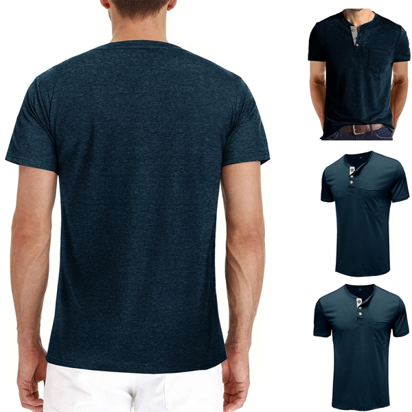 Men'S T-Shirt Short Sleeve Henley Shirt - Men'S T-Shirt Short Sleeve Henley Shirt - Image 5 of 5