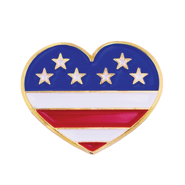 Heart with American Flag Patriotic Enamel Lapel Pin - Heart with American Flag Patriotic Enamel Lapel Pin - Image 1 of 1