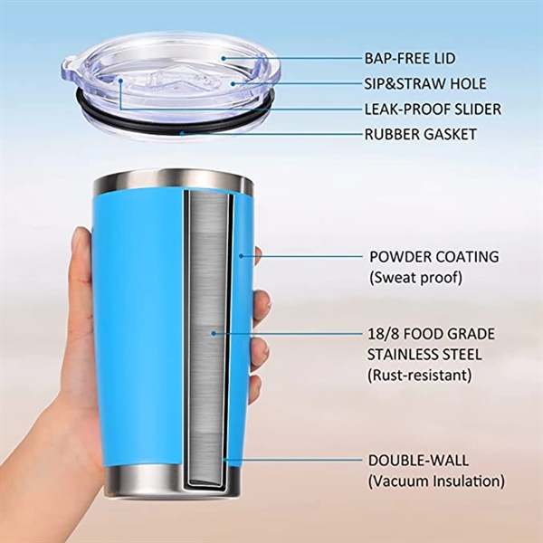 20 Oz Stainless Steel Tumbler With Lid - 20 Oz Stainless Steel Tumbler With Lid - Image 2 of 3