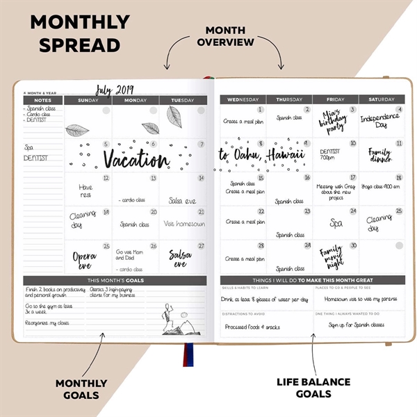 A5 Weekly & Monthly Life Planner - A5 Weekly & Monthly Life Planner - Image 2 of 5