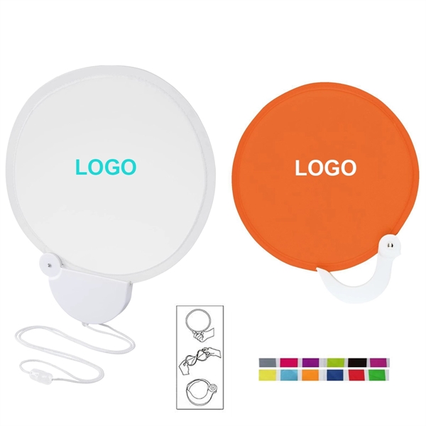 Foldable Round Frisbee Hand Fan - Foldable Round Frisbee Hand Fan - Image 0 of 4