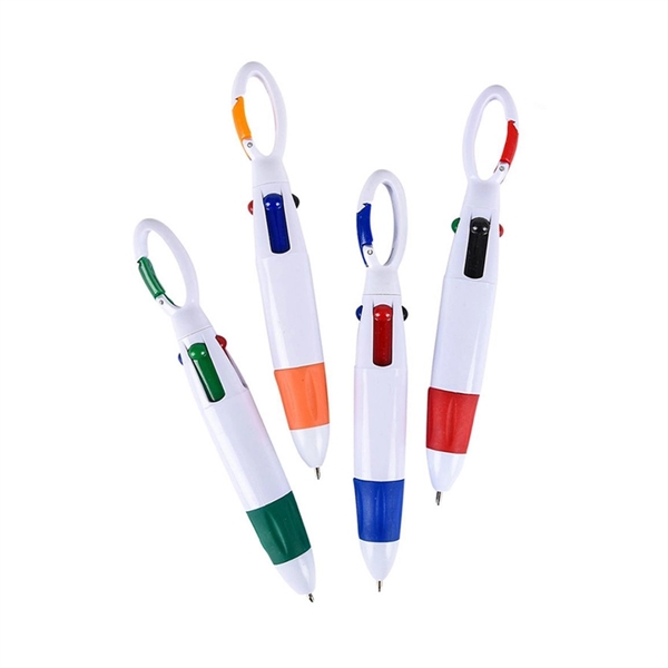 4-in-1 Multicolor Retractable Pen with Carabiner - 4-in-1 Multicolor Retractable Pen with Carabiner - Image 1 of 5