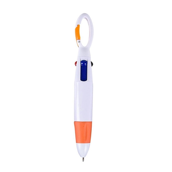 4-in-1 Multicolor Retractable Pen with Carabiner - 4-in-1 Multicolor Retractable Pen with Carabiner - Image 3 of 5