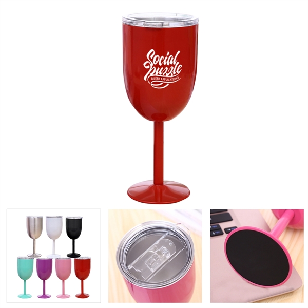 Double Wall Insulated Stainless Steel Wine Glass Goblet with - Double Wall Insulated Stainless Steel Wine Glass Goblet with - Image 0 of 6