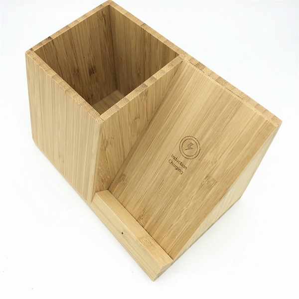 Wooden Wireless Charging Stand With Pen Holder - Wooden Wireless Charging Stand With Pen Holder - Image 1 of 3