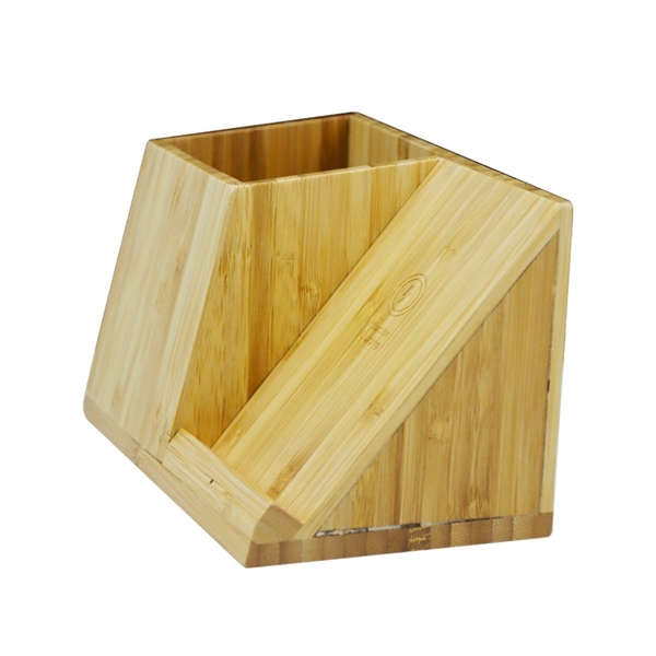 Wooden Wireless Charging Stand With Pen Holder - Wooden Wireless Charging Stand With Pen Holder - Image 2 of 3