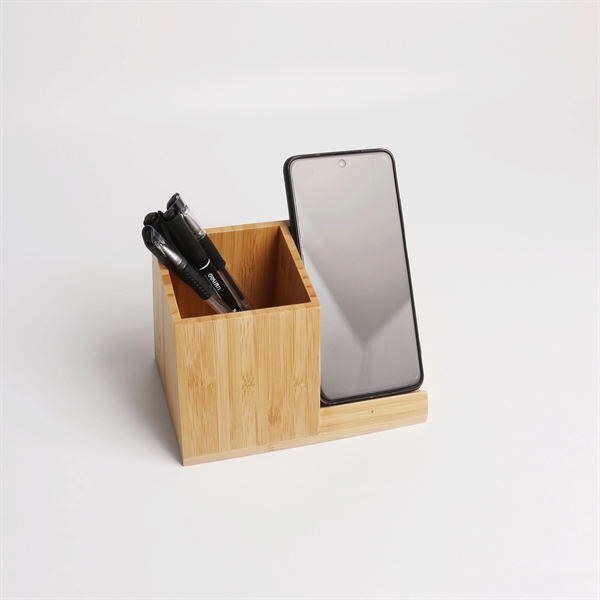 Wooden Wireless Charging Stand With Pen Holder - Wooden Wireless Charging Stand With Pen Holder - Image 3 of 3