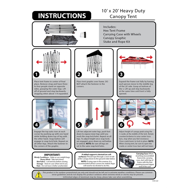 10' x 20' Heavy Duty Canopy Tent - 10' x 20' Heavy Duty Canopy Tent - Image 16 of 16