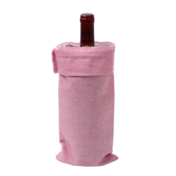 Burlap Wine Bottle Bag With Drawstring - Burlap Wine Bottle Bag With Drawstring - Image 3 of 13