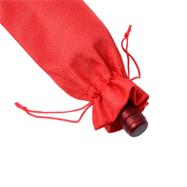 Burlap Wine Bottle Bag With Drawstring - Burlap Wine Bottle Bag With Drawstring - Image 8 of 13