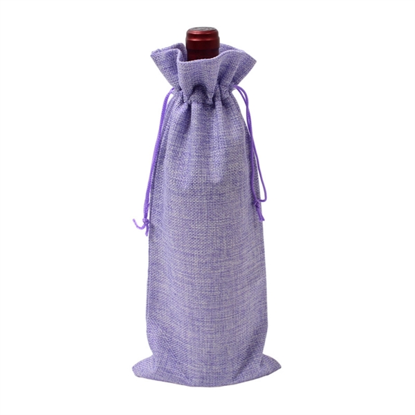 Burlap Wine Bottle Bag With Drawstring - Burlap Wine Bottle Bag With Drawstring - Image 9 of 13