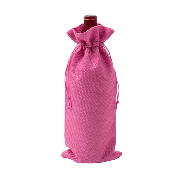 Burlap Wine Bottle Bag With Drawstring - Burlap Wine Bottle Bag With Drawstring - Image 10 of 13