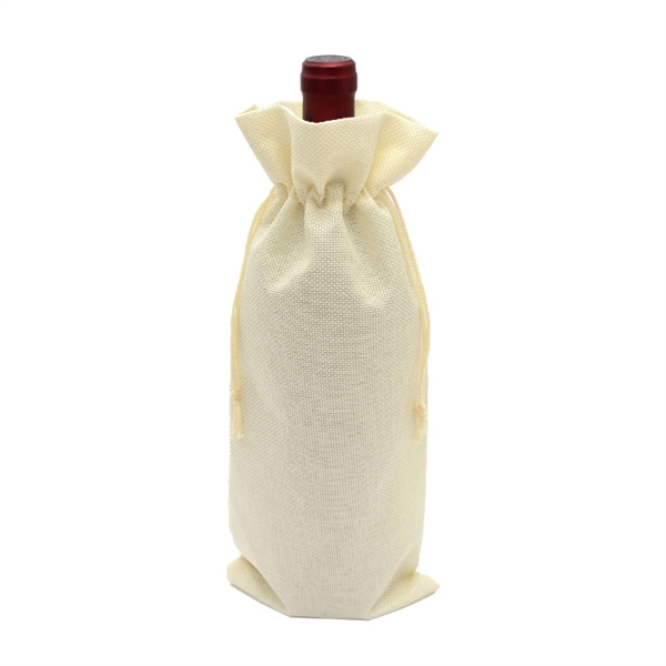 Burlap Wine Bottle Bag With Drawstring - Burlap Wine Bottle Bag With Drawstring - Image 11 of 13