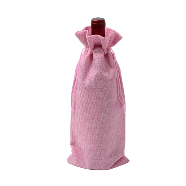 Burlap Wine Bottle Bag With Drawstring - Burlap Wine Bottle Bag With Drawstring - Image 13 of 13