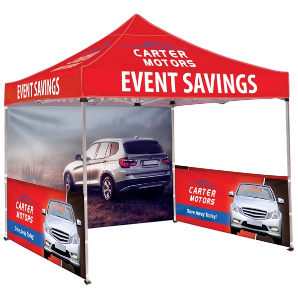 10' Square Tent w/ 2 Double Sided Half Walls and One Full - 10' Square Tent w/ 2 Double Sided Half Walls and One Full - Image 0 of 16