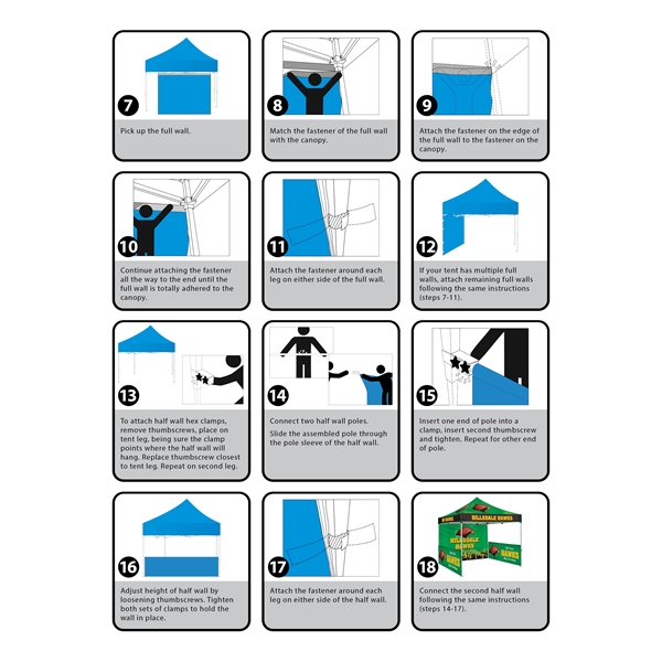 10' Square Tent w/ 2 Double Sided Half Walls and One Full - 10' Square Tent w/ 2 Double Sided Half Walls and One Full - Image 16 of 16