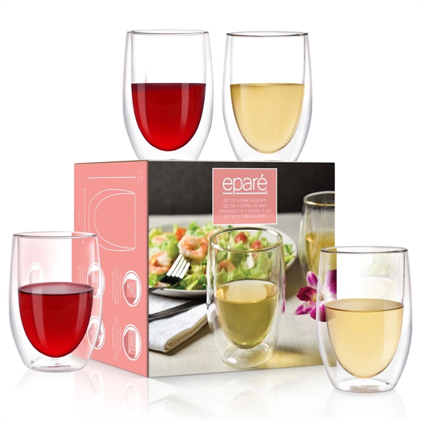 13 oz Epare Insulated Wine Glass Set (4-Pack) - Etched
