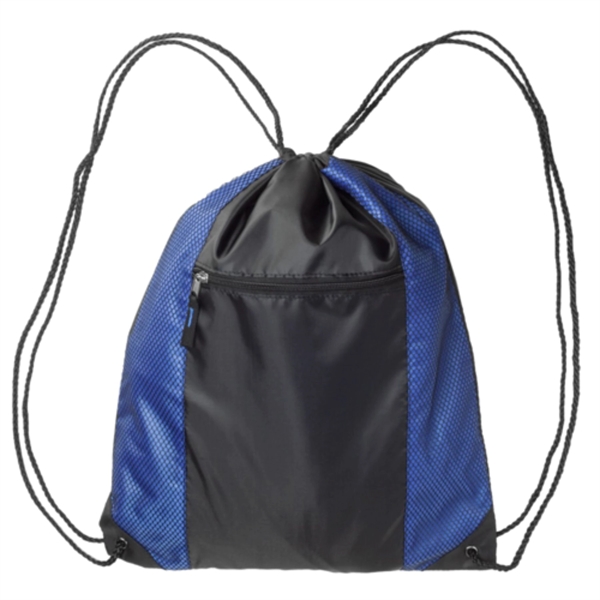 Two Color Front Zipper Pocket Drawstring Bag (18.5"x14.75") - Two Color Front Zipper Pocket Drawstring Bag (18.5"x14.75") - Image 7 of 7