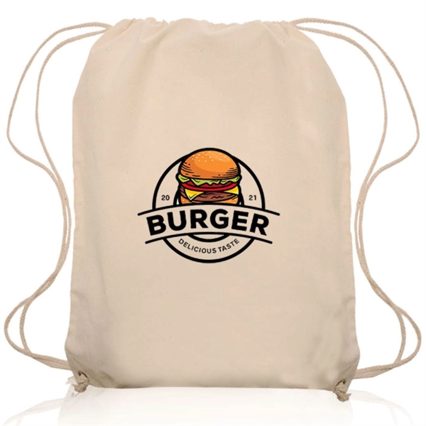 Natural Bags Lightweight Cotton Drawstring Backpack 14"x17" - Natural Bags Lightweight Cotton Drawstring Backpack 14"x17" - Image 1 of 2