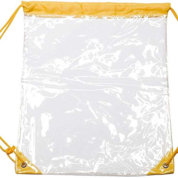 Clear Cinch Up Bag Plastic Drawstring Backpacks (14" x 17") - Clear Cinch Up Bag Plastic Drawstring Backpacks (14" x 17") - Image 5 of 15