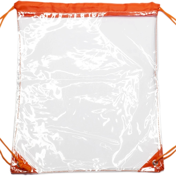 Clear Cinch Up Bag Plastic Drawstring Backpacks (14" x 17") - Clear Cinch Up Bag Plastic Drawstring Backpacks (14" x 17") - Image 8 of 15