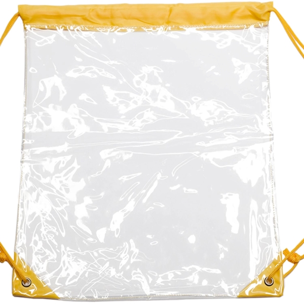 Clear Cinch Up Bag Plastic Drawstring Backpacks (14" x 17") - Clear Cinch Up Bag Plastic Drawstring Backpacks (14" x 17") - Image 10 of 15
