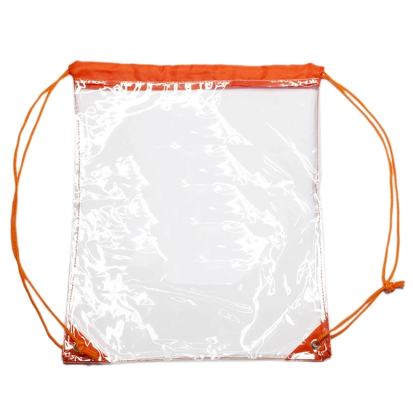 Clear Cinch Up Bag Plastic Drawstring Backpacks (14" x 17") - Clear Cinch Up Bag Plastic Drawstring Backpacks (14" x 17") - Image 12 of 15