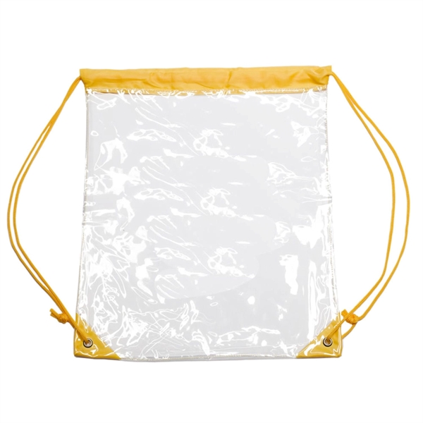 Clear Cinch Up Bag Plastic Drawstring Backpacks (14" x 17") - Clear Cinch Up Bag Plastic Drawstring Backpacks (14" x 17") - Image 14 of 15