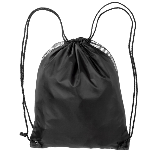 Two Color Front Zipper Pocket Drawstring Bag (18.5"x14.75") - Two Color Front Zipper Pocket Drawstring Bag (18.5"x14.75") - Image 2 of 7