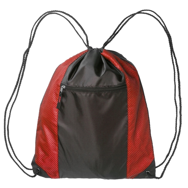 Two Color Front Zipper Pocket Drawstring Bag (18.5"x14.75") - Two Color Front Zipper Pocket Drawstring Bag (18.5"x14.75") - Image 5 of 7